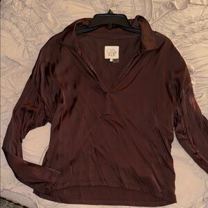 Chaser brand brown medium quarter sleeved Blouse with stretch